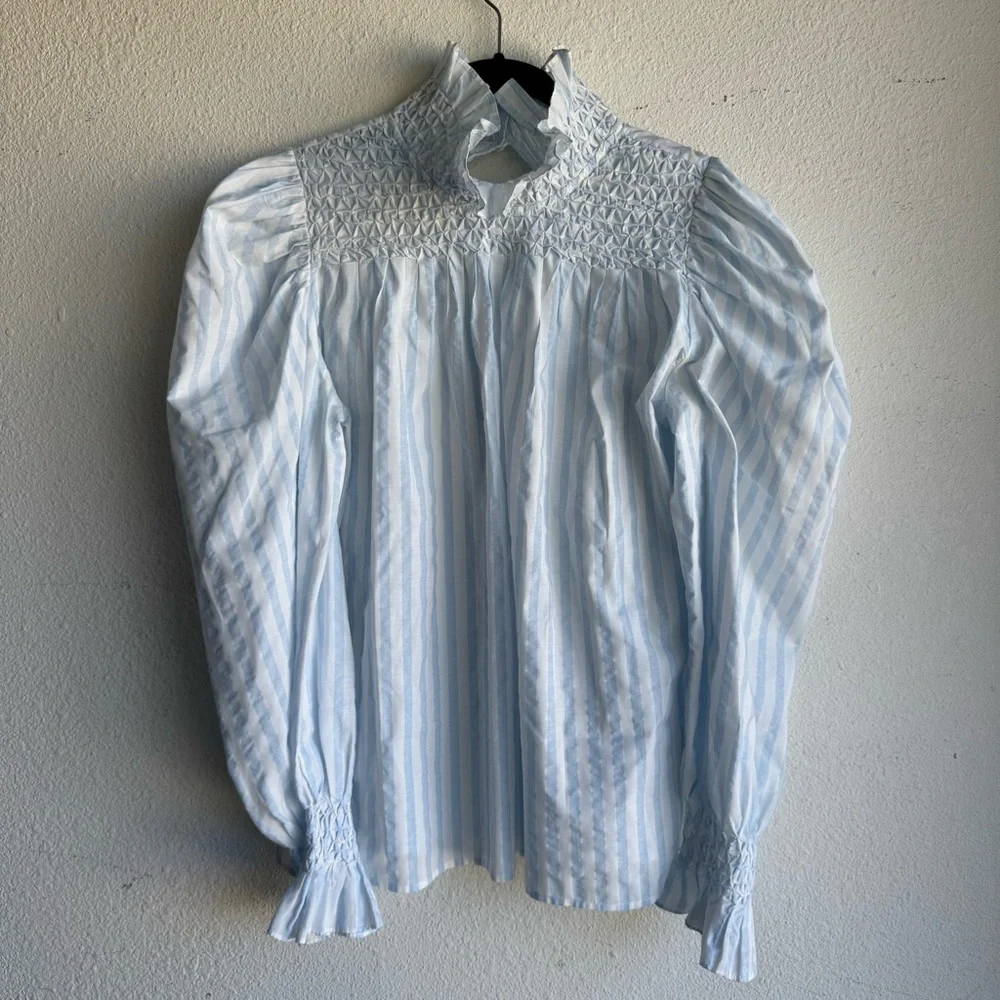 NWOT CITIZENS OF HUMANITY Vittoria Blouse in Sea Stripe - Picture 2 of 7